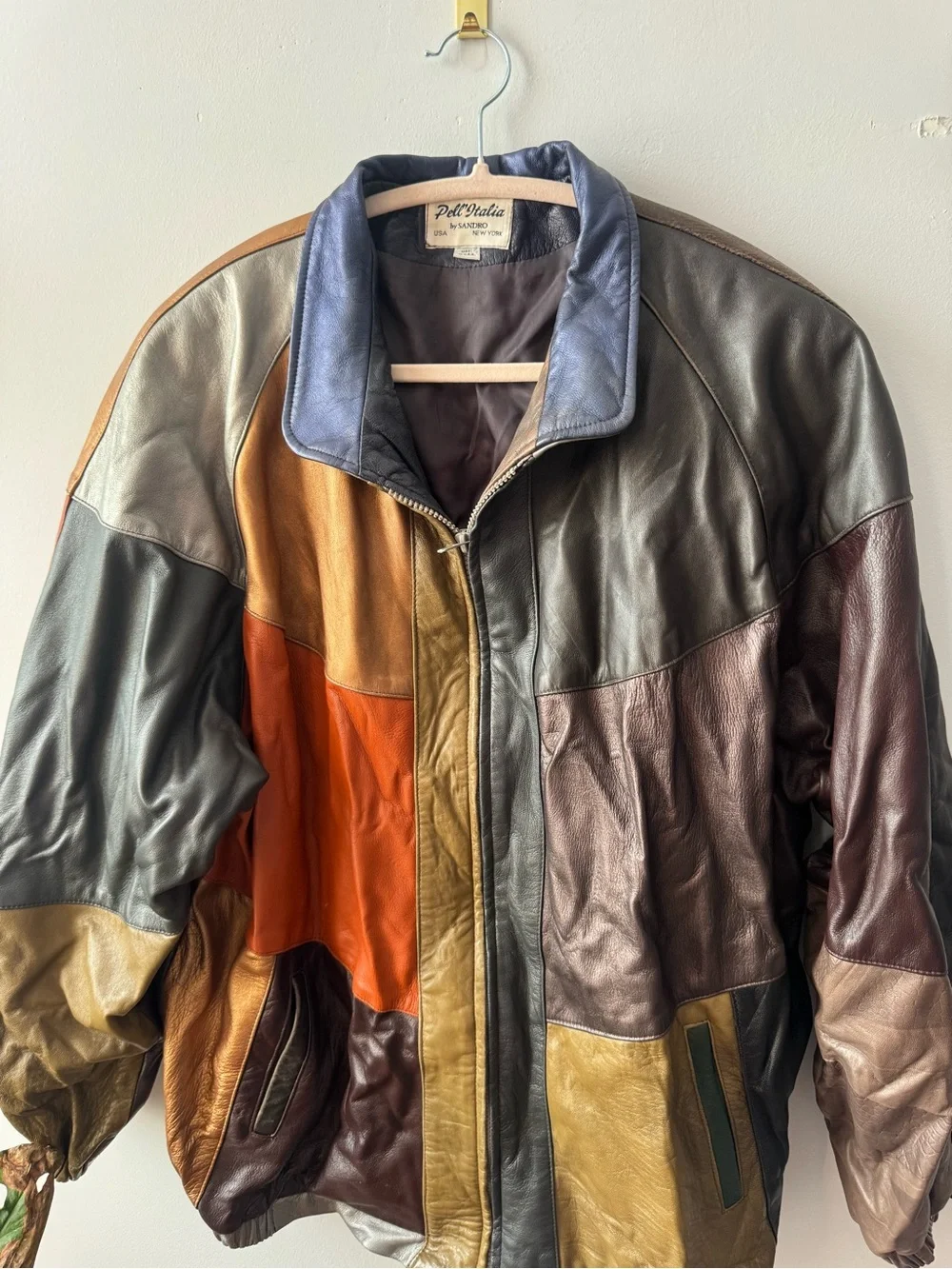 Vintage Pell’ Italia By Sandro Leather Patchwork Jacket - Made in USA
